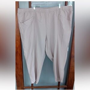 Old Navy Womens Plus 4X Linen Khaki Pants Pull On Elastic Waist Comfort